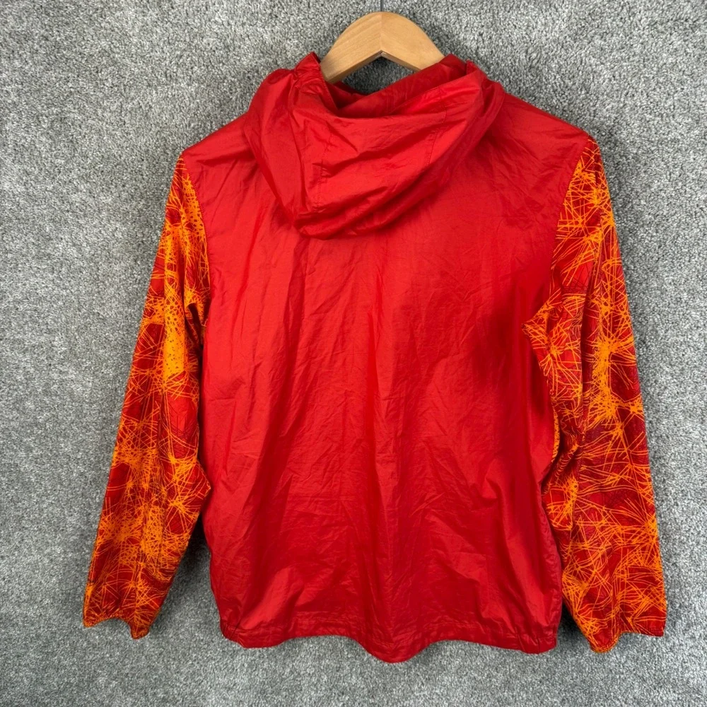 The North Face Boys XL 18/20 Red Orange Scribble Print Hooded Windbreaker Jacket